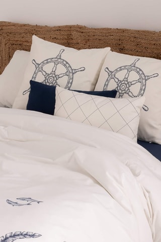 Housse de couette en satin de coton 157 fils/cm² Tamarit - Bleu cobalt