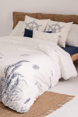 Housse de couette en satin de coton 157 fils/cm² Tamarit - Bleu cobalt