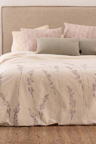 Housse de couette en satin de coton 157 fils/cm² Bacaro - Beige et mauve