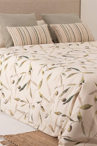 Housse de couette en satin de coton 157 fils/cm² Bocairent - Beige et vert