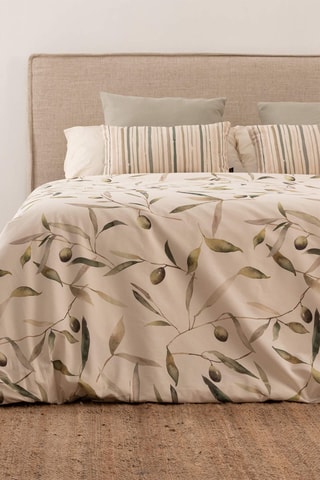 Housse de couette en satin de coton 157 fils/cm² Bocairent - Beige et vert