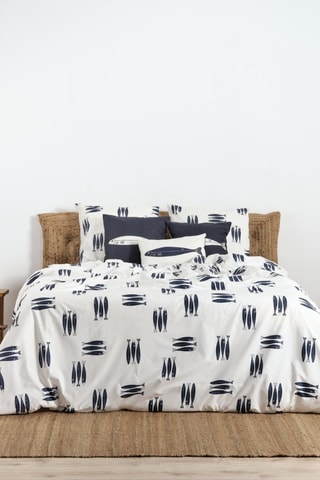 Housse de couette en coton 78 fils/cm² Oropesa - Blanc et bleu