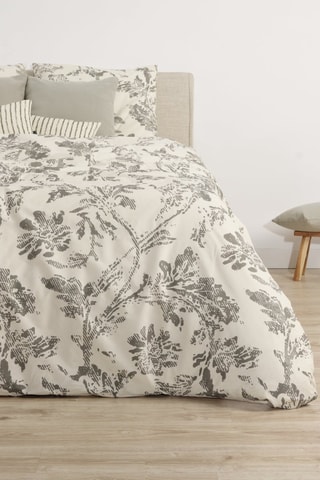 Housse de couette en coton 78 fils/cm² Chella - Crème et gris