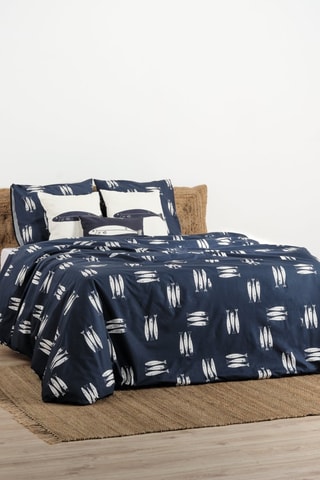 Housse de couette en coton 78 fils/cm² Oropesa - Bleu et blanc