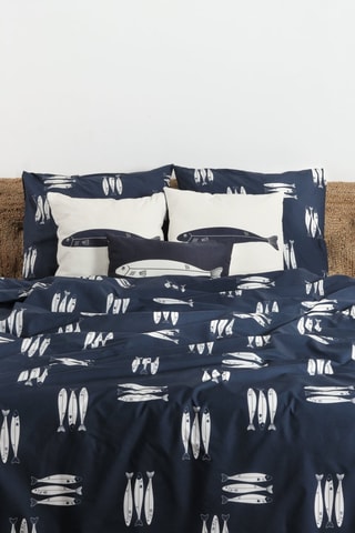 Housse de couette en coton 78 fils/cm² Oropesa - Bleu et blanc