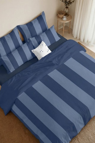 Housse de couette en percale de coton 79 fils/cm² - Romani - Bleu