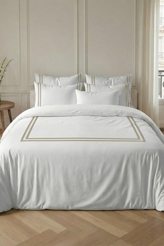 Housse de couette en percale de coton 79 fils/cm² Oliva - Beige
