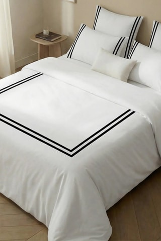 Housse de couette en percale de coton 79 fils/cm² Oliva Negro - Noir