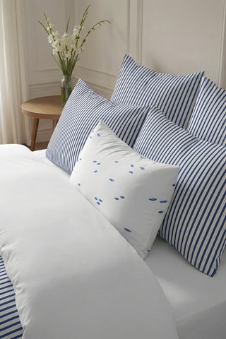 Housse de couette en percale de coton 79 fils/cm² Tavernes - Bleu