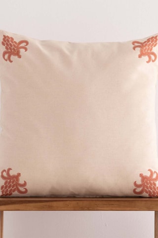 Housse de coussin en coton 300 g/m² Portocolom - Brique et beige - 50 x 50 cm