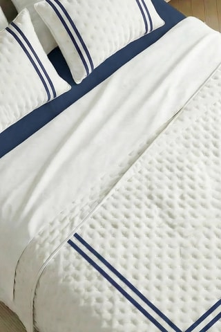 Couvre-lit Oliva - Blanc et bleu