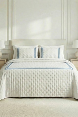 Couvre-lit Oliva - Blanc et bleu