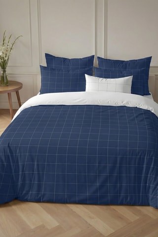 Housse de couette en percale de coton 200 fils/cm² Xeresa - Bleu foncé