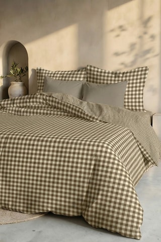 Housse de couette en percale de coton 200 fils/cm² Aielo - Marron
