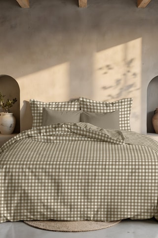 Housse de couette en percale de coton 200 fils/cm² Aielo - Marron