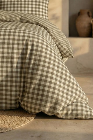 Housse de couette en percale de coton 200 fils/cm² Aielo - Marron
