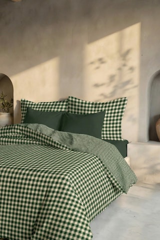 Housse de couette en percale de coton 200 fils/cm² Aielo - Vert foncé