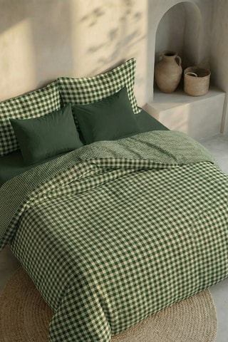 Housse de couette en percale de coton 200 fils/cm² Aielo - Vert foncé