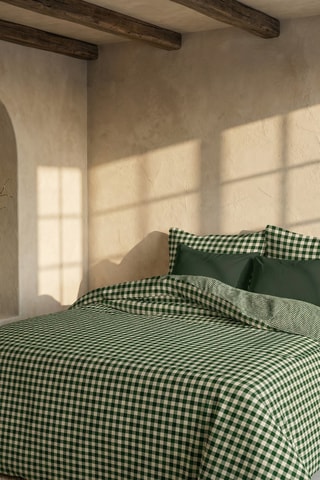 Housse de couette en percale de coton 200 fils/cm² Aielo - Vert foncé