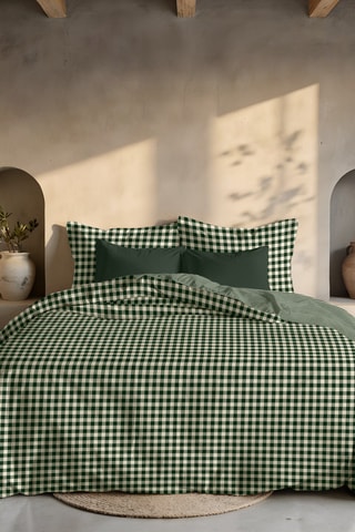 Housse de couette en percale de coton 200 fils/cm² Aielo - Vert foncé