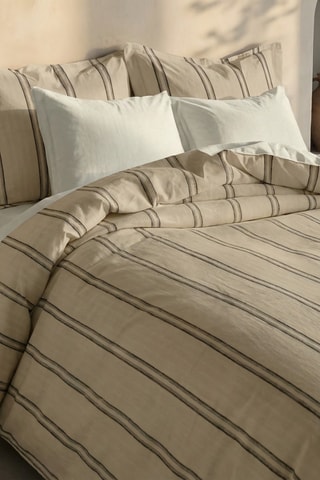 Housse de couette en percale de coton 200 fils/cm² Sargaret - Beige