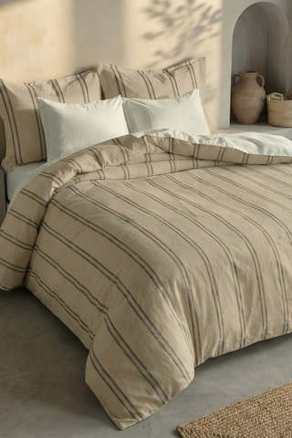 Housse de couette en percale de coton 200 fils/cm² Sargaret - Beige