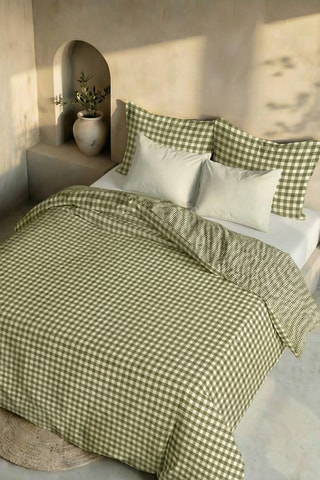 Housse de couette en percale de coton 200 fils/cm² Aielo - Vert clair