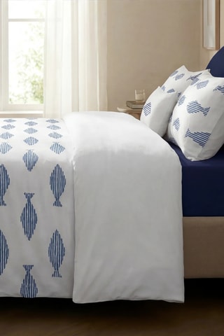 Housse de couette en percale de coton 200 fils/cm² Capri - Bleu