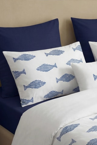 Housse de couette en percale de coton 200 fils/cm² Capri - Bleu