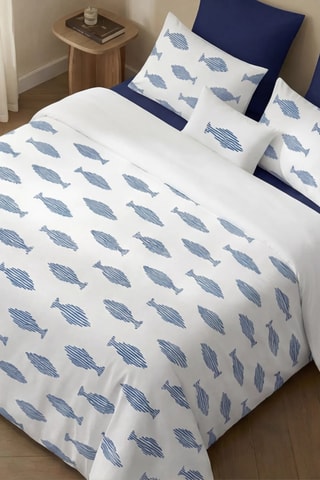 Housse de couette en percale de coton 200 fils/cm² Capri - Bleu