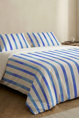 Housse de couette en percale de coton 200 fils/cm² Mar - Bleu