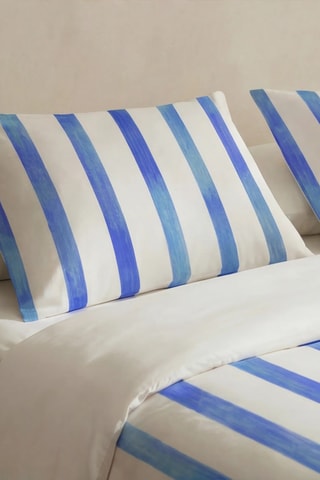 Housse de couette en percale de coton 200 fils/cm² Mar - Bleu