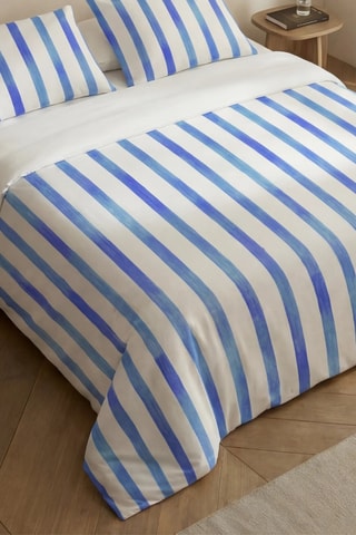 Housse de couette en percale de coton 200 fils/cm² Mar - Bleu
