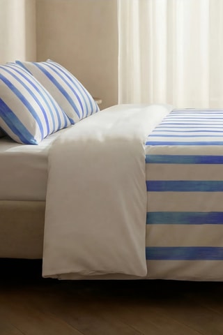 Housse de couette en percale de coton 200 fils/cm² Mar - Bleu