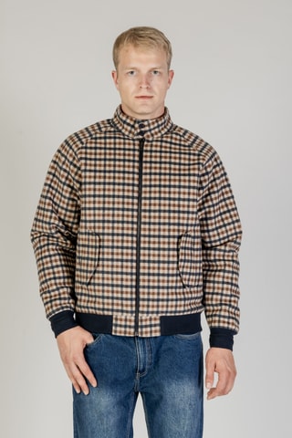 Veste en laine - Marron, beige et bleu foncé