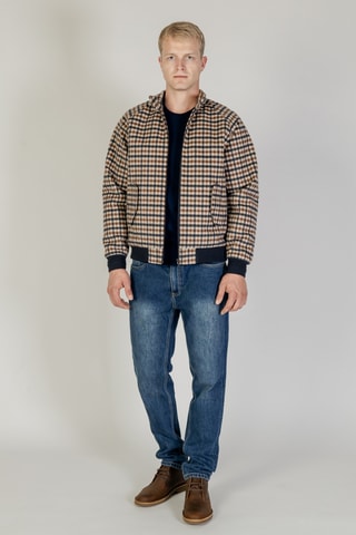 Veste en laine - Marron, beige et bleu foncé