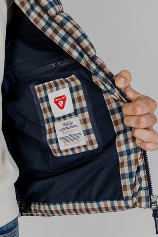 Doudoune à capuche - Marron, beige et bleu foncé