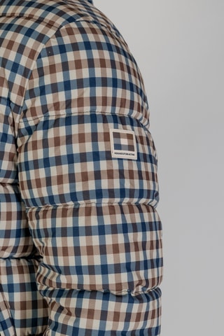 Doudoune à capuche - Marron, beige et bleu foncé