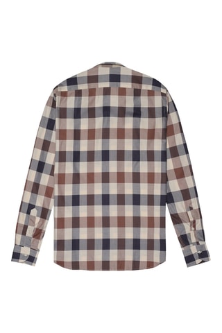 Chemise regular - Carreau - Marron, bleu foncé et écru