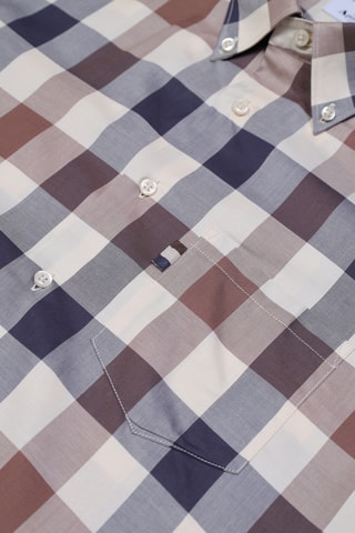 Chemise regular - Carreau - Marron, bleu foncé et écru
