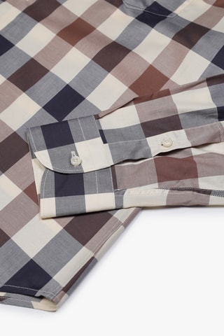 Chemise regular - Carreau - Marron, bleu foncé et écru