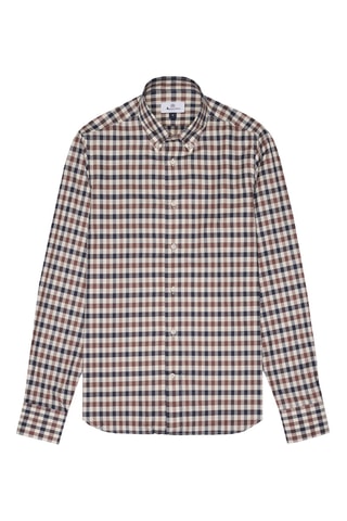 Chemise regular - Carreau - Marron, beige et bleu foncé