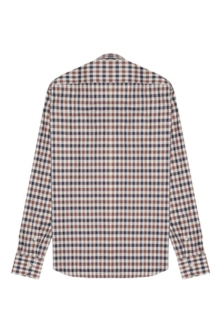 Chemise regular - Carreau - Marron, beige et bleu foncé