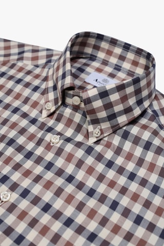 Chemise regular - Carreau - Marron, beige et bleu foncé