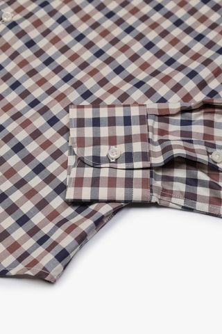 Chemise regular - Carreau - Marron, beige et bleu foncé