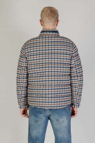 Doudoune à capuche - Marron, beige et bleu foncé