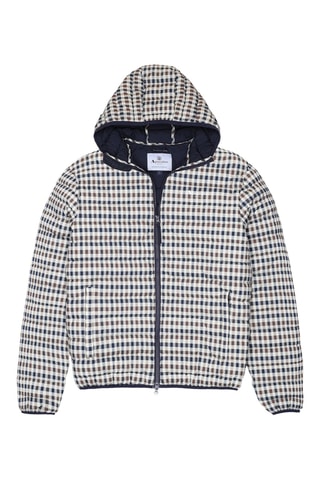 Doudoune à capuche - Marron, beige et bleu foncé