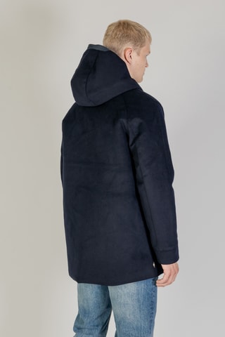 Manteau à capuche en laine - Bleu marine