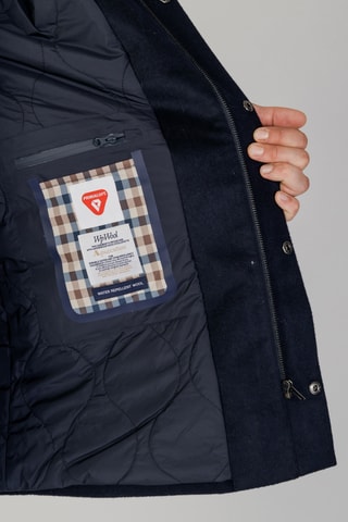 Manteau à capuche en laine - Bleu marine