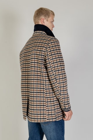 Manteau 2-en-1 en laine - Marron, beige et bleu foncé